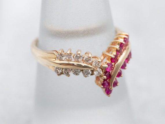 Vintage Ruby and Diamond 14K Gold Statement Ring,… - image 3