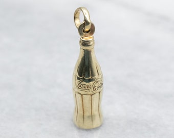 Vintage Gold Coca-Cola Charm, Coke Bottle Charm, Layering Pendant, Charm Necklace, Americana Charm, Unisex Gift, Charm Collector A37434