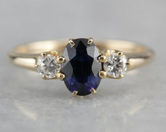 Midnight Blue Sapphire and Bright Diamond Anniversary Ring A7N6M0-N