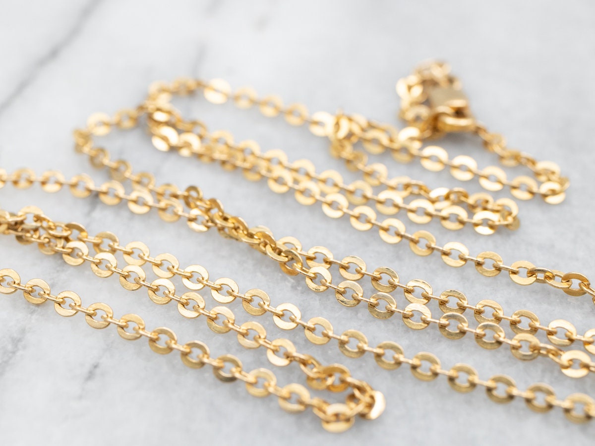 Yellow 18K Gold Cable Chain, Oval Link Chain, Layering