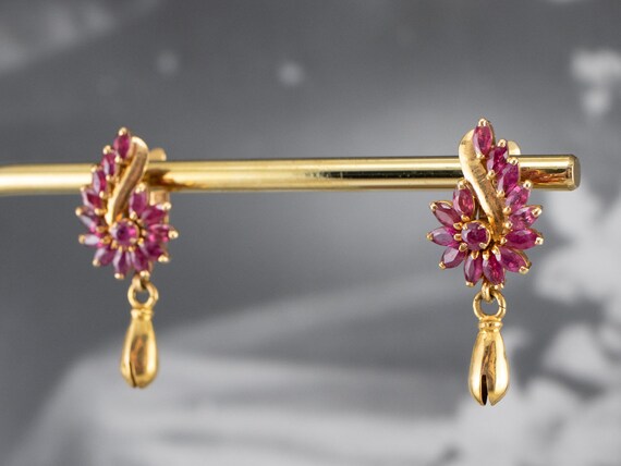 14K Gold Ruby Drop Earrings: July Birthstone Dang… - image 10