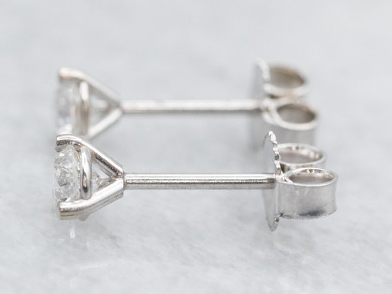 White Gold Diamond Stud Earrings, White Gold Stud… - image 3
