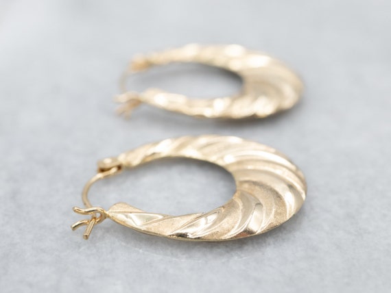 Twisted Gold Hoop Earrings, Vintage Hoop Earrings… - image 3