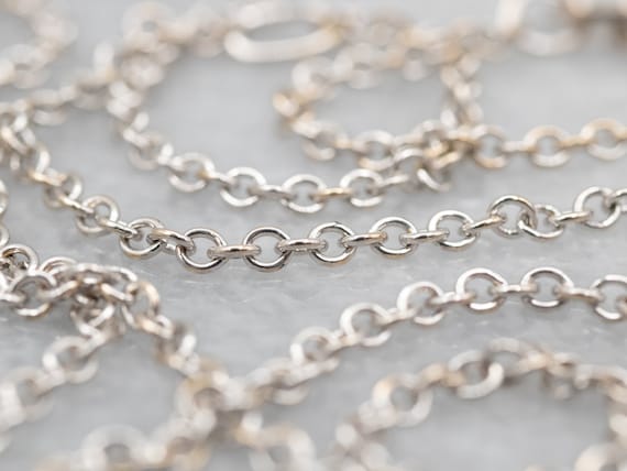 Vintage White Gold Cable Chain, Adjustable 18-20 … - image 1