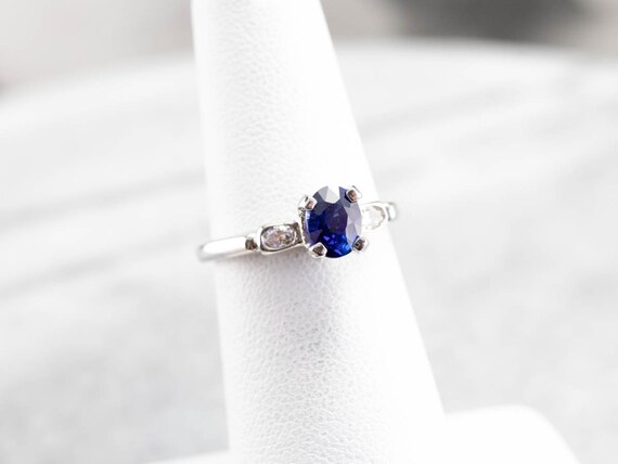 Sapphire Diamond Engagement Ring, Vintage Sapphir… - image 7