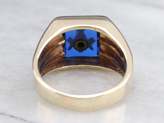 Men's Vintage Masonic Statement Ring, 1970s Blue … - image 5