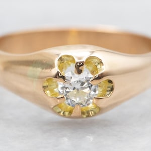 Yellow Gold Belcher Set Old European Cut Diamond Solitaire Engagement Ring, Yellow Gold Diamond Engagement Ring, Engagement Ring A48801