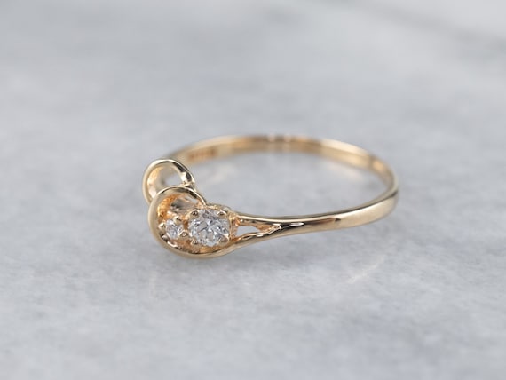 Dainty Double Diamond Ring, Looping Gold Diamond … - image 2