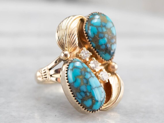 Navajo Turquoise and Diamond Ring, Native American