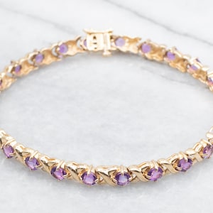 Amethyst X-Link Gemstone Tennis Bracelet, Amethyst Bracelet, X-Link Bracelet, Amethyst Tennis Bracelet, Amethyst, Tennis Bracelet A42720
