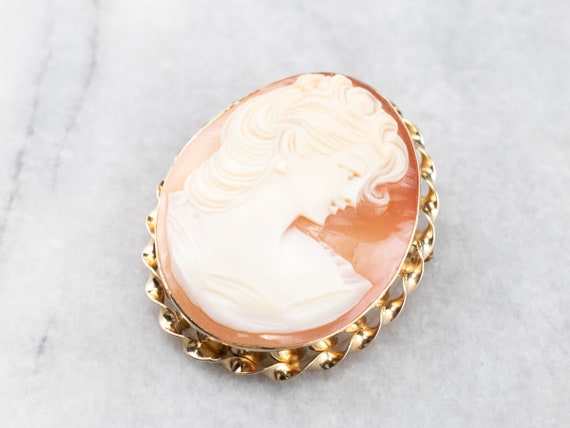 Mid Century Cameo Pin or Pendant, VanDell Gold Ca… - image 1