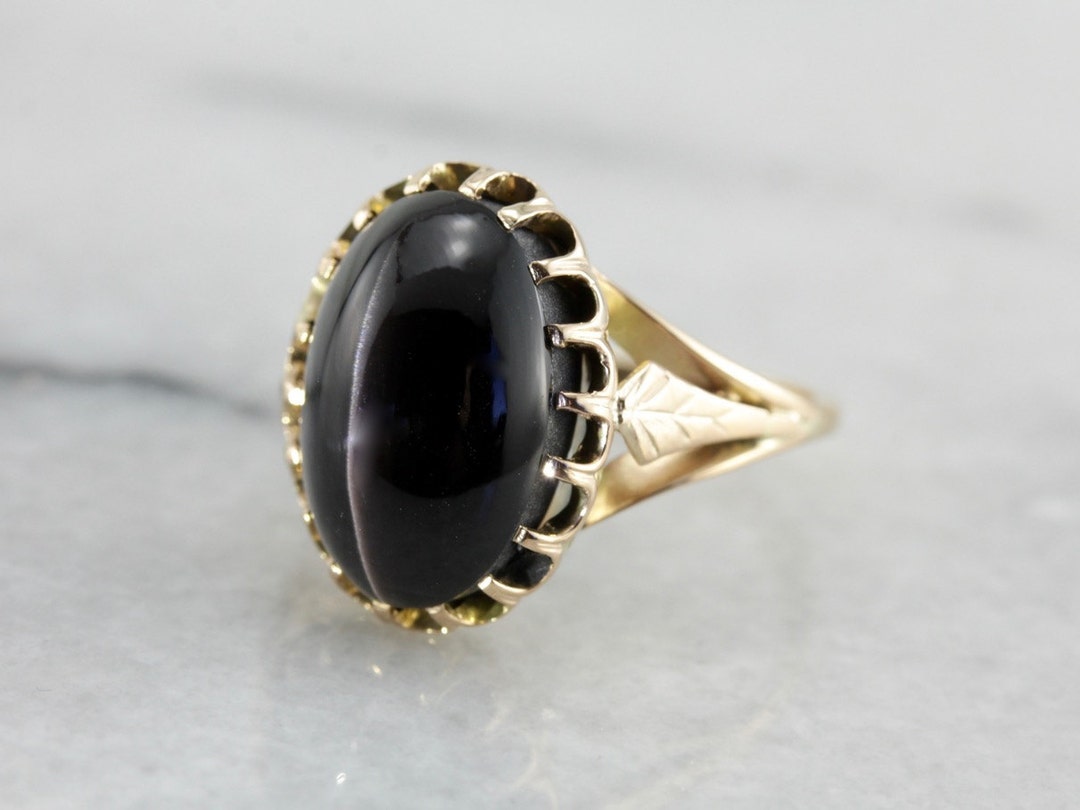 Black Cat's Eye Sillimanite Statement Ring in Vintage - Etsy