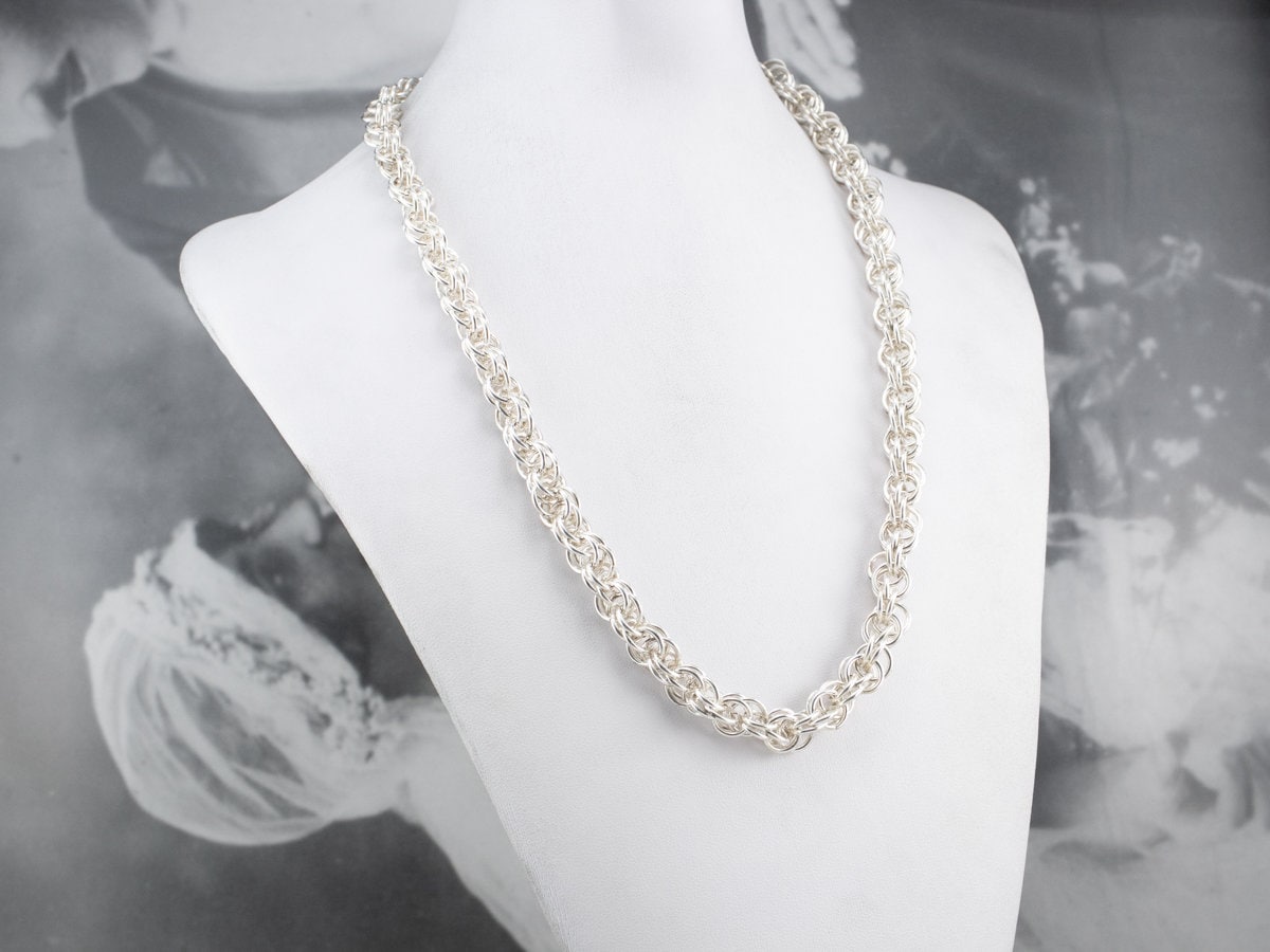 Heavy Woven Sterling Silver Chain, Sterling Silver Chain