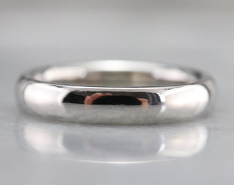Fede nuziale in platino lucido, anello unisex a cupola bassa, misura 7,5