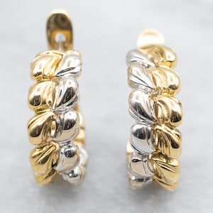 Woven Two Tone Gold Hoop Earrings, Gold Hoop Earrings, Gold Hoops, Gold Earrings, Hoop Earrings, Two Tone Earrings, Two Tone Hoops A52071