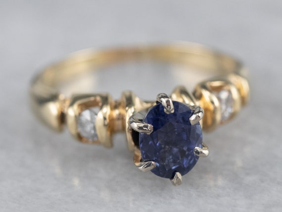 Deep Blue Sapphire Engagement Ring, Sapphire and … - image 2