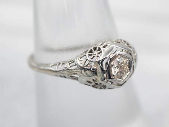 European Cut Diamond Engagement Ring, Diamond 18K… - image 4