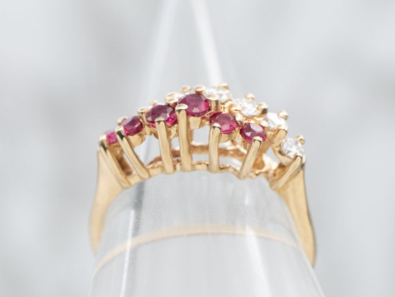 14K Yellow Gold Diamond Ruby Bypass Ring, Size 6.… - image 3