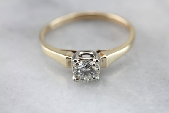 Stylish Simplicity: Retro Era Diamond Engagement … - image 2