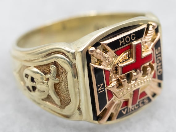 Yellow Gold Enamel Knight s Templar Ring Gold Knight s Templar Ring Knight s Templar Fraternal Ring Masonic Ring Freemason Ring A30182 Etsy Canada