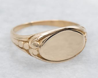 Antique Ostby Barton 14K Gold Signet Ring, Personalized Jewelry