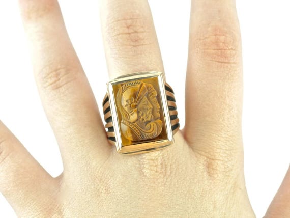 Fantastic Carved Tiger's Eye, Vintage Men's State… - image 4