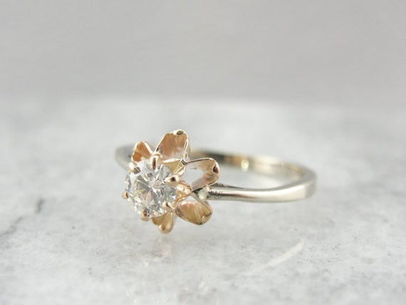 Pretty Buttercup Setting with Sparkling Diamond C… - image 2