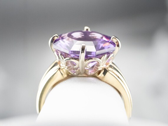 Fancy Cut Amethyst Cocktail Ring, Two Tone Gold A… - image 8