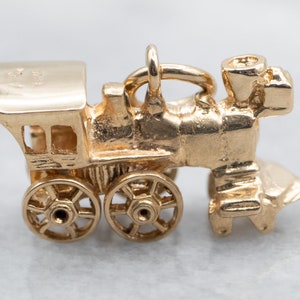 Train Engine Car Pendant, Yellow Gold Train, Train Pendant, Train Charm, Gold Pendant, Gold Train Pendant, Gold Train Charm, Pendant A34421