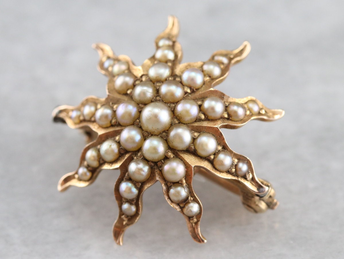 Gold Victorian Pearl Brooch Antique Seed Pearl Brooch Pearl - Etsy