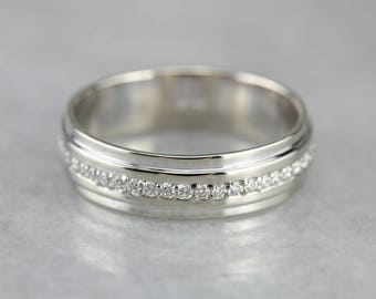 Men's Diamond Eternity Band, White Gold Wedding Band, Men's Wedding Ring 8EWFNE-D