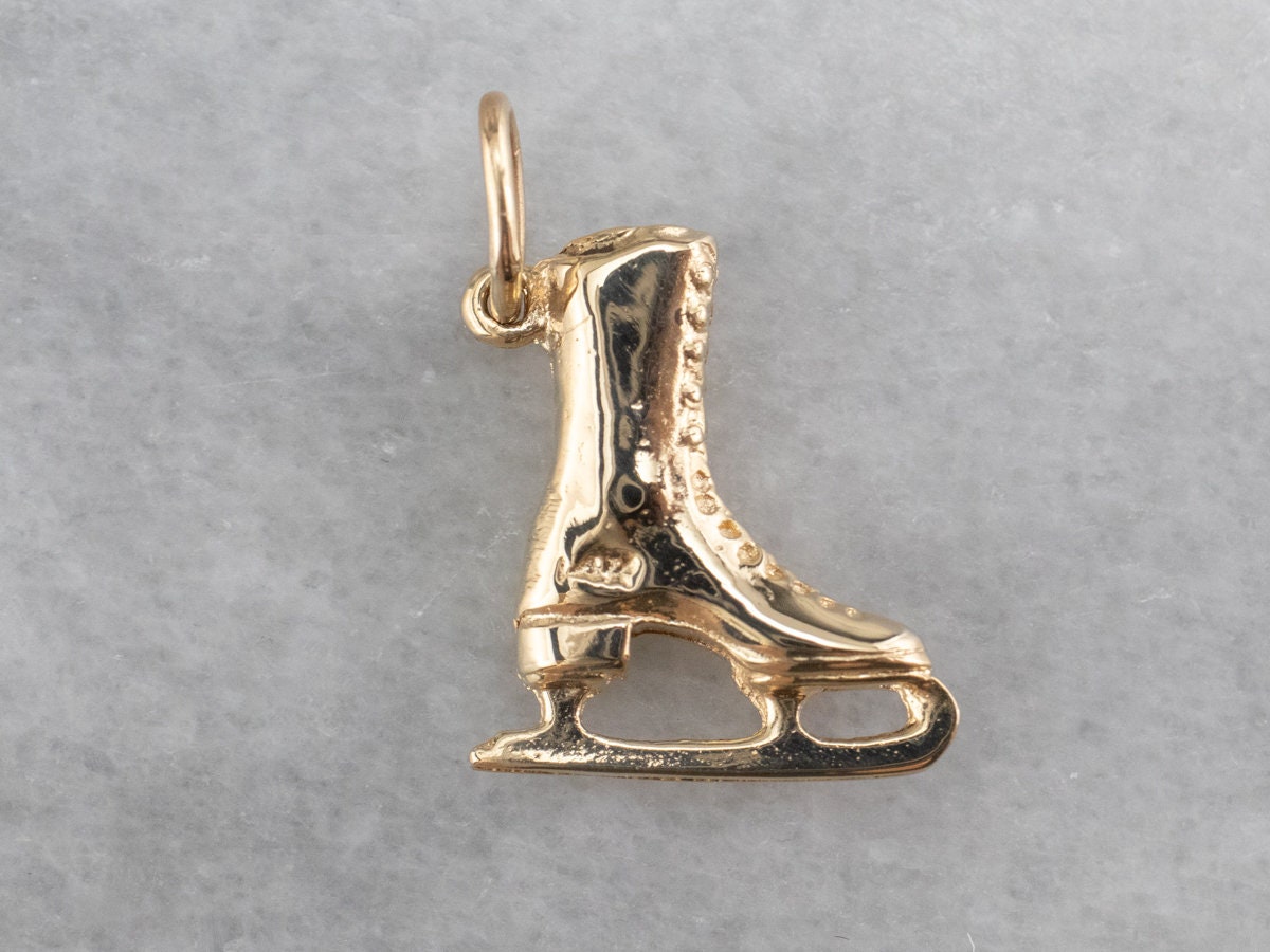 14K Gold Ice Skate Charm Skating Charm Winter Charm Figure Etsy