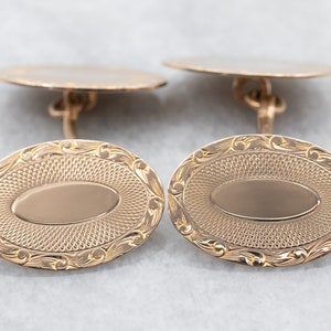 Yellow Gold Etched Cufflinks, Yellow Gold Cufflinks, Gold Cufflinks, Textured Cufflinks, Cufflinks, Gifts for Him, Wedding Gift, Gift A28753