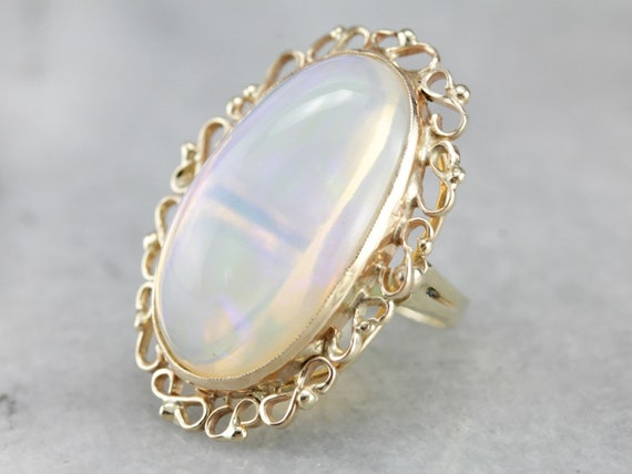 Opal Gold Filigree Cocktail Ring, Opal Statement … - image 3