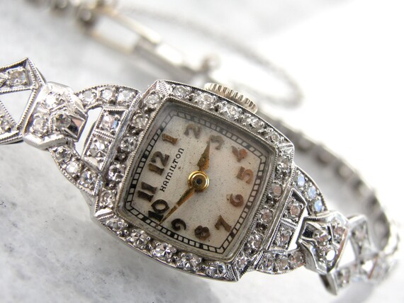 Signore Hamilton orologio da polso antico Art Deco Platinum e | Etsy Italia