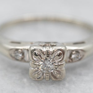 Vintage Diamant Verlobungsring, Drei Stein Diamant Ring, Retro Diamant Ring, Weißgold Diamant Ring, Klassische Verlobungsring A16656