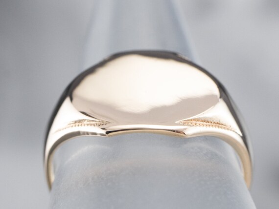 Gold Minimalist Signet Ring, Vintage Style Signet… - image 7