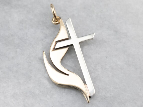 10k Rose Gold United Methodist Cross Charm Pendant for Women 10k Rose Gold United Methodist Cross Charm Pendant for Women
