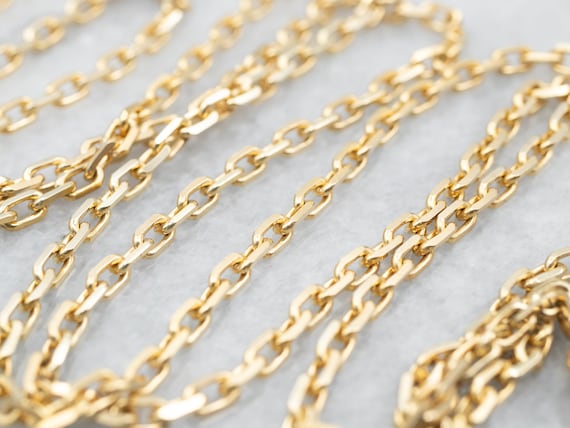 Italian Gold Rectangle Link Chain, Unisex Chain, Yellow Gold