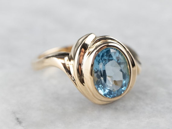 Blue Topaz Bypass Ring, Blue Topaz Solitaire Ring… - image 2