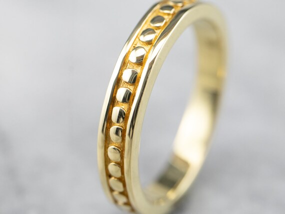 Vintage 18K Gold Pattern Band, Yellow Gold Dot Pa… - image 5