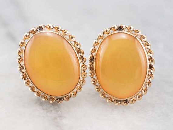 Vintage Yellow Mother of Pearl Stud Earrings, Yell