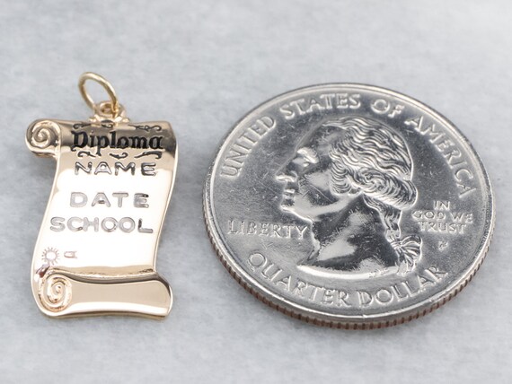 Enamel Diploma Gold Charm, Graduation Charm, Vint… - image 7