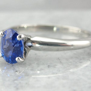 Tapered Platinum Sapphire Solitaire Ring Something Blue - Etsy