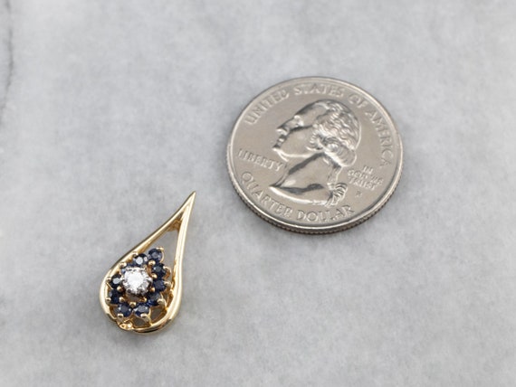 Sapphire and Diamond Pendant, Floral Sapphire Pen… - image 5