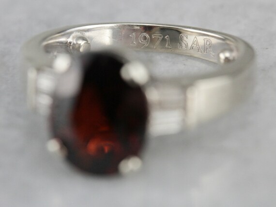 Garnet and Diamond Cocktail Ring, Garnet Annivers… - image 3