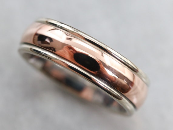 Two Toned Gold Band, White and Rose Gold Band, Mi… - image 5