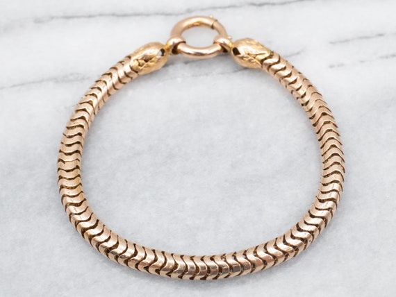 Vintage Gold Snake Chain Bracelet, 14K Yellow Gol… - image 1