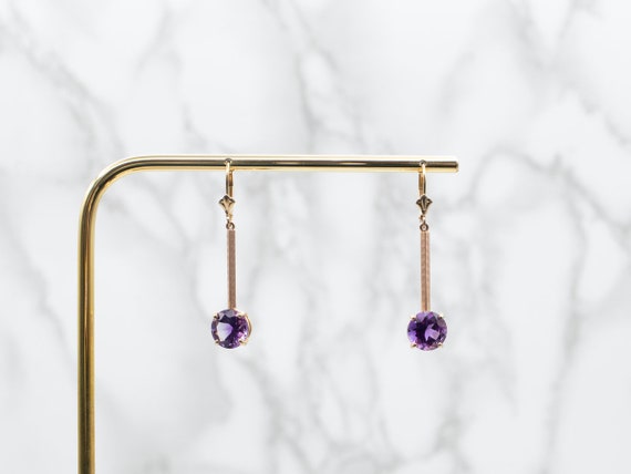 Two Tone Yellow and Rose Gold Round Cut Amethyst … - image 4