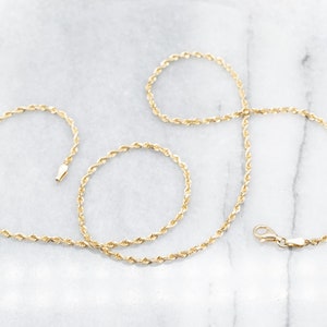 Vintage Rope Chain, Yellow Gold Necklace, Pendant Chain, 20-Inch Chain, Long Gold Rope Chain, 10K Gold Chain, Unisex Gold Chain, A23055